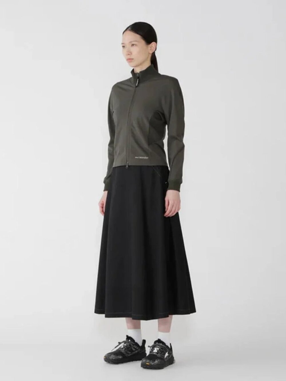 And Wander Womens High Count Cloth Skirt Black